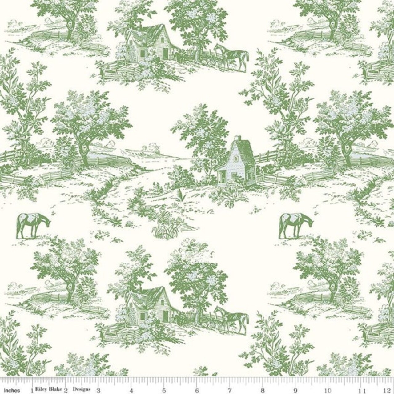 Toile in Green (c16392-green) | Bluegrass Charm | Melissa Mortenson | Riley Blake